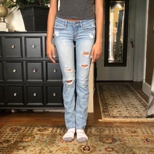 Destroyed blue jeans